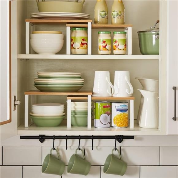 Cabinet Organizer Shelf, Set of 2 Kitchen Counter Shelves, Kitchen Storage - Picture 3 of 6
